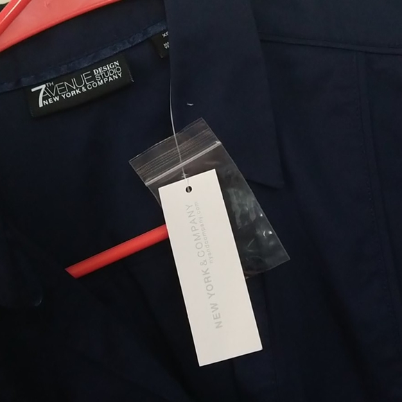 NWT NY&C Navy Blue Jewel Button-Up XS - Picture 6 of 6